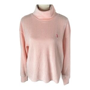 US Polo Assn. Womens Light Pink‎ Waffle Knit Turtleneck Pull-Over Sweater SZ XL